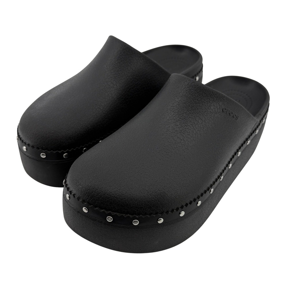 Crocs Dylan Platform Studded Clog Mule Black Women 9 Chunky Y2K Casual Slip On